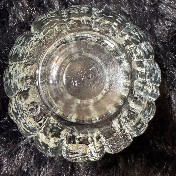 Vintage  AVON Clear Ribbed Glass Rounded Candle Holder - Picture 5 of 6